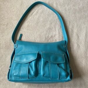Blue Leather Shoulder Bag